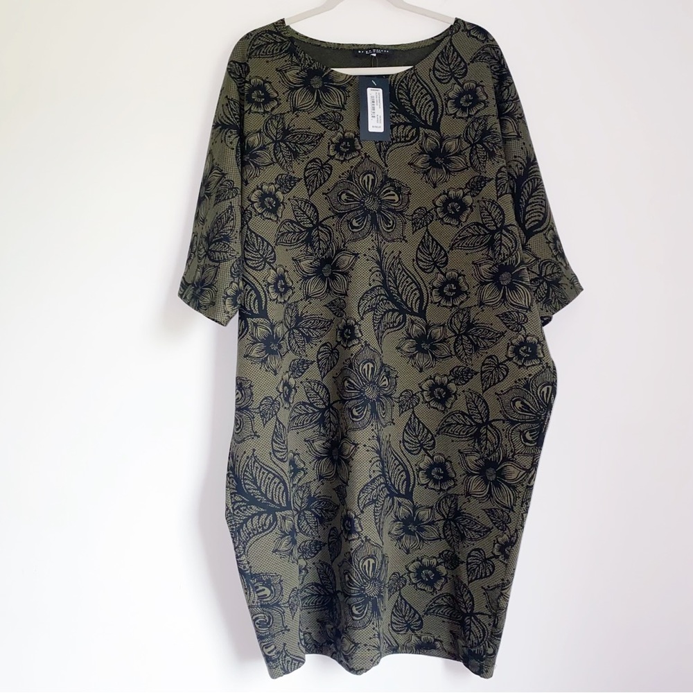Bryn Walker Alona Dress XL Olive Black Floral